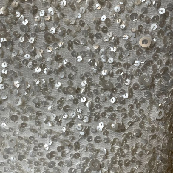 NWT Adrianna Papell White 3/4 Sleeve Scoop Back Sequin Gown Formal Maxi Size 8 - Picture 5 of 10